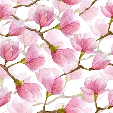 Spring Pattern Flowering Branches Watercolor Vector Stock Vector