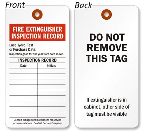 Monthly Fire Extinguisher Inspection Record Tag Gulf Safety