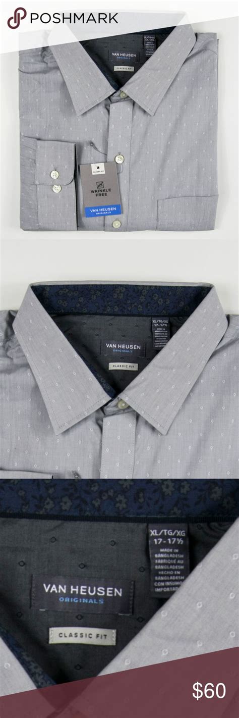 VAN HEUSEN Wrinkle Free Shirt Size XL #51229 Imported Classic fit Point ...