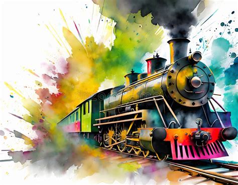 Vivid Steam Locomotive Stock Illustration Illustration Of Splosh