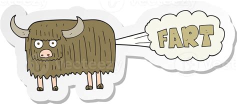 sticker of a cartoon hairy cow farting 36377547 PNG