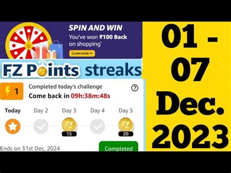 Amazon FZ Points Streaks Challenge Spin And Win Quiz Answers Today L