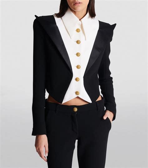 Balmain Wool Cropped Spencer Jacket Harrods US