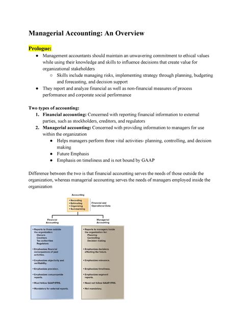 Acct Textbook Notes Summary Intro To Financial Acct Managerial