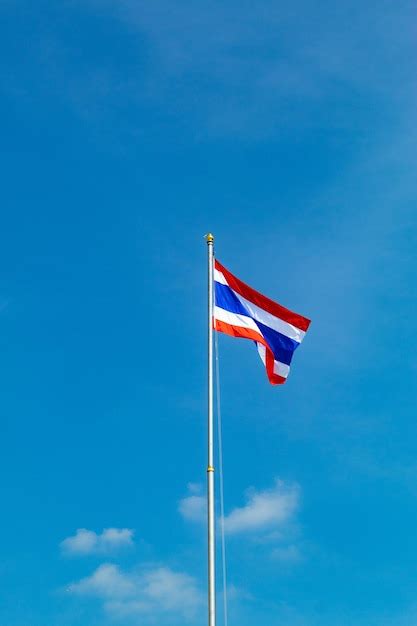 Premium Photo Low Angle View Of Thai Flag Against Blue Sky