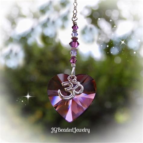 Om Purple Heart Swarovski Crystal Suncatcher JGBeads