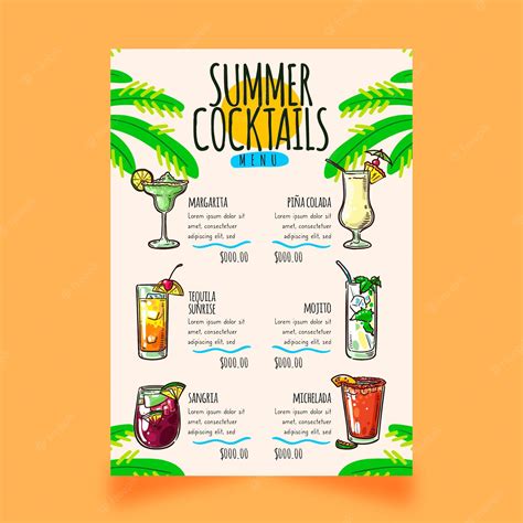 Free Vector Cocktail Menu Template