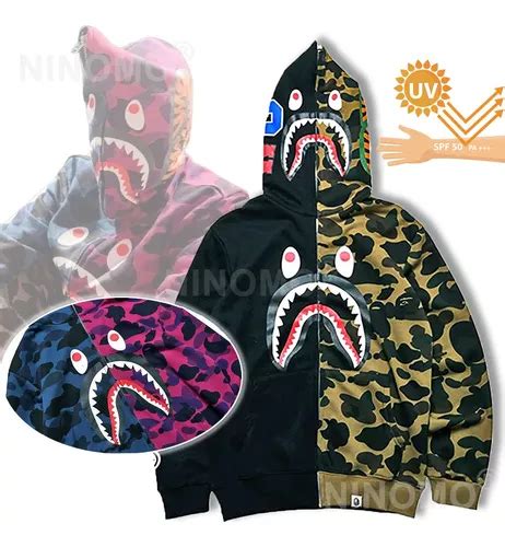 Sudadera Bape Shark Capucha Hecha En Poli Ster Colores Cuotas Sin