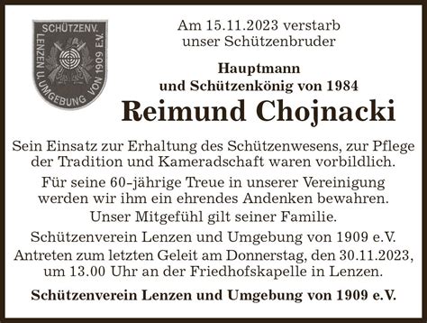 Das Trauerportal F R L Chow Dannenberg Todesanzeigen Reimund Chojnacki