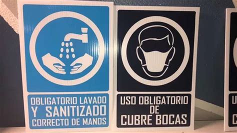 Señalamiento De Uso De Cubrebocas Y Sanitizado 30x20 500 En Monterrey