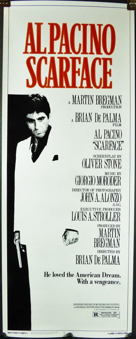 SCARFACE Original Vintage Al Pacino Insert Movie Poster Original