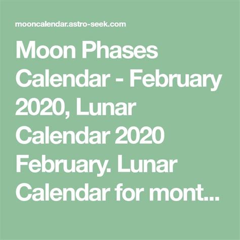 Moon Phases Calendar - February 2020, Lunar Calendar 2020 February ...