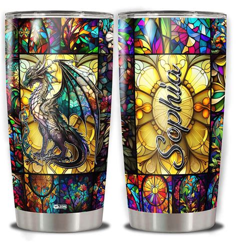 Amazon WAZONE Personalized Dragon Tumbler With Lid Customized