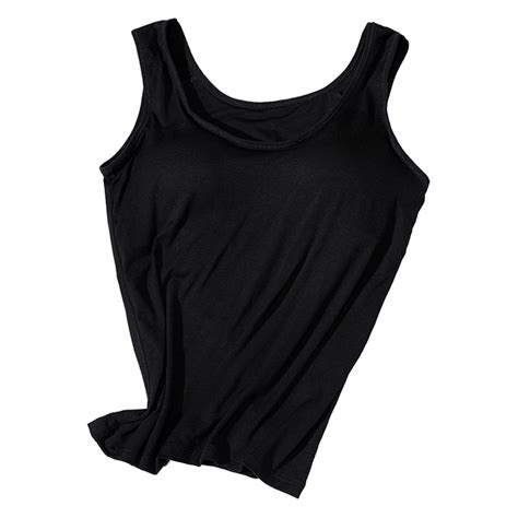 Women S Tank Top With Built In Bra Sleeveless Wide Shoulder Strap