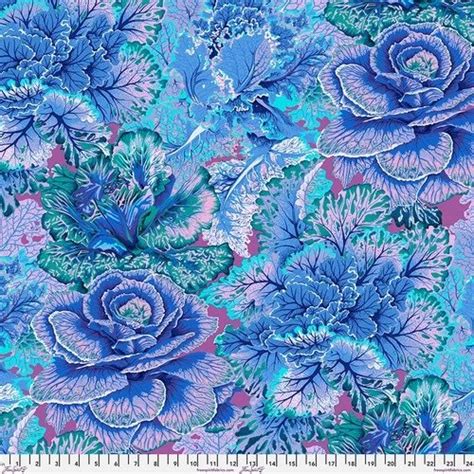 Curly Kale Blue Kaffe Fassett Collective August 2023 I Fenwick Fabrics