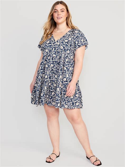 V Neck Tiered Mini Swing Dress Old Navy