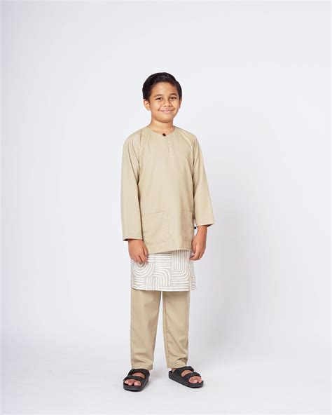 Bangsawan Baju Melayu Set Kids Gold Kurta Boys