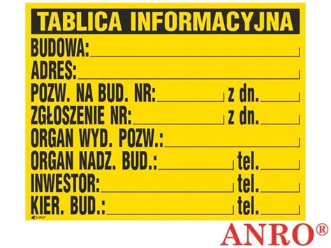 Tablica Budowlana Znak Pcv Bezpiecze Stwa Oficjalne