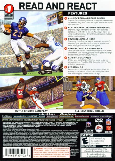 Madden Nfl 08 2007 Playstation 2 Box Cover Art Mobygames