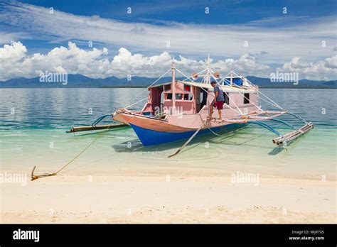 Philippines Palawan Roxas Green Island Bay Purao Island Boat On The