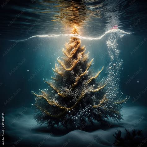 A Large Underwater Christmas Tree Made Of Coral And Seaweed Creative