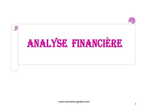 Cours Complet D Analyse Financi Re Pdf Economie Et Gestion