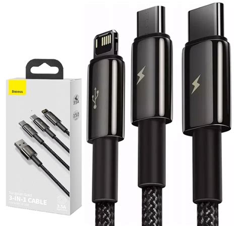 Baseus Mocny Kabel PrzewÓd 3w1 Usb Do Lightning Micro Typ C Usb C 35a