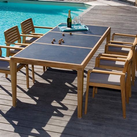 Contemporary Dining Table Aquariva Ezeis Teak Ceramic Hpl