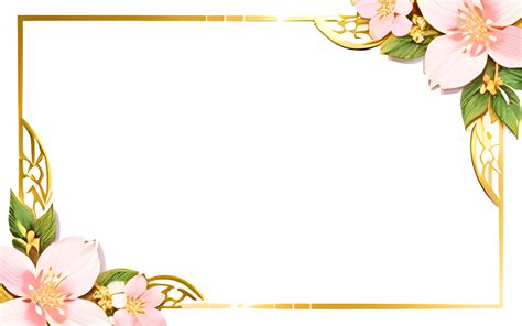 Ai Generated Sakura Border Frame Gold Luxury Png Transparent Background