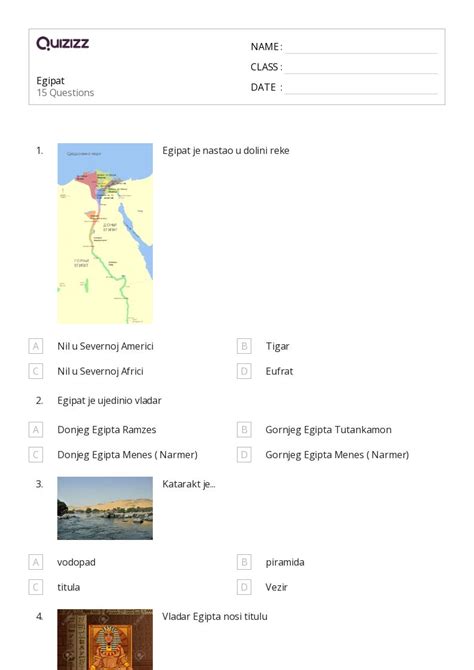 Ponad 50 Starożytny Egipt arkuszy roboczych dla Klasa 10 w Quizizz