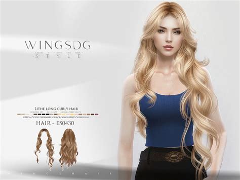 The Sims Resource Lithe Long Curly Hair ES0430 Sims 4 Curly Hair