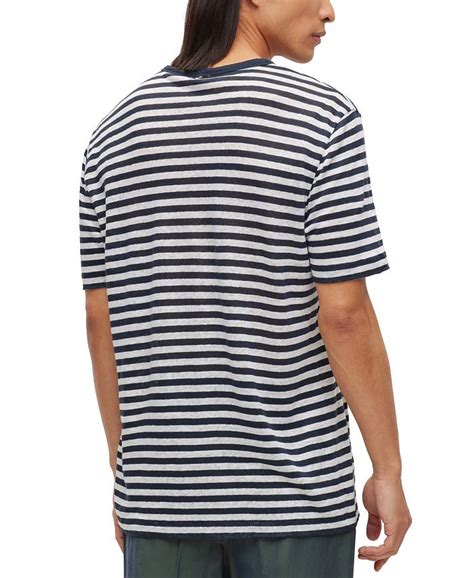 Hugo Boss Mens Horizontal Striped T Shirt In Pure Linen Macys