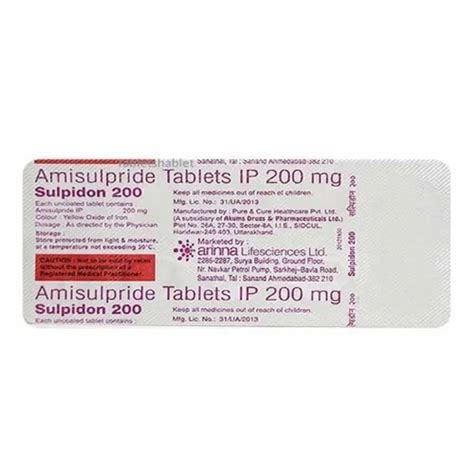 Sulpidon Amisulpride Tablets Ip 200 Mg At Rs 300 Stripe Amisulpride