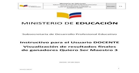 MINISTERIO DE EDUCACIÓN Instructivo del Usuario Docente Como ver e