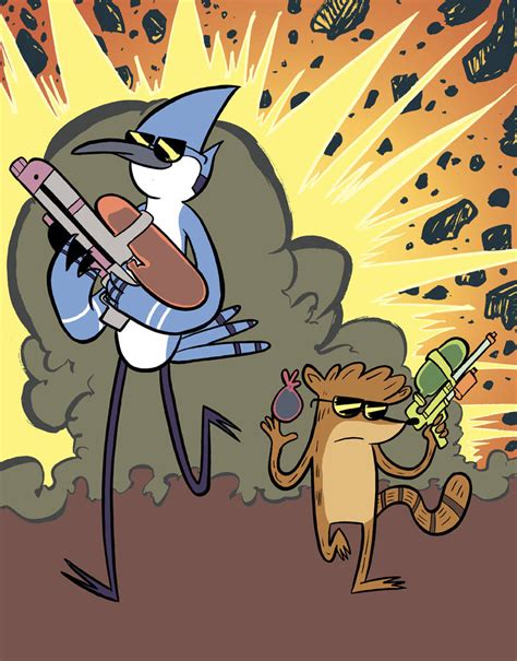 Download American Sitcom Characters Mordecai And Rigby Wallpaper