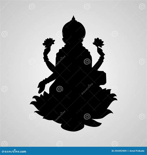 Lord Laxmi Vector Silueta Negra Icono Del Lakshmi Vectorial