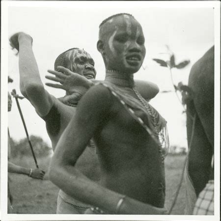 Mandari Girl And Youth Dancing From The Southern Sudan