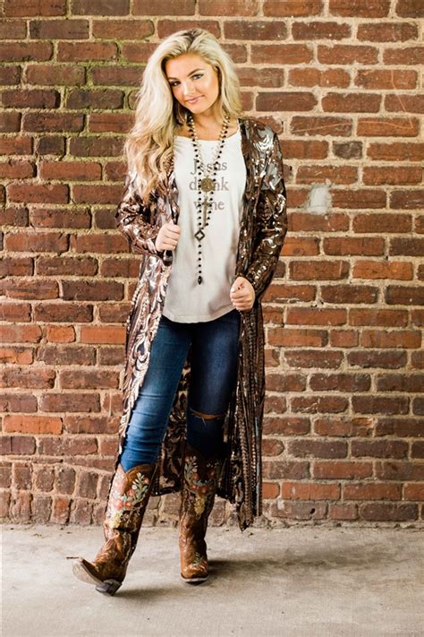 Black Gold Sequin Duster Boho Inspired Clothing Fashion Western Style Outfits