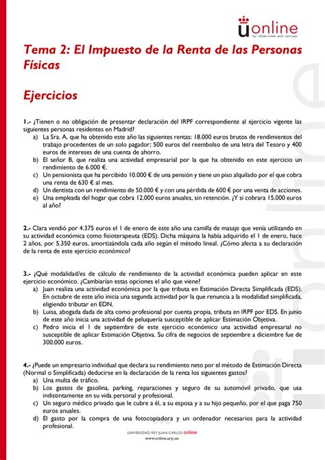 Ejercicios IRPF 2021 22 ADE DCHO Fuenlabrada Tema 2 El Impuesto De