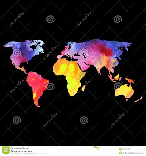 Mapa Del Vector Del Mundo Pintado Con Las Acuarelas Ilustraci N Del