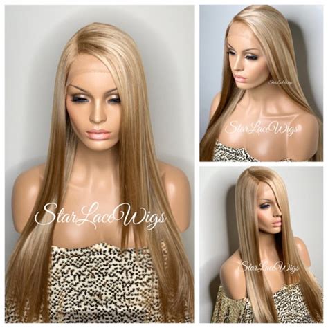 Blonde Lace Front Wig Long Curly Synthetic Side Part Layers Etsy