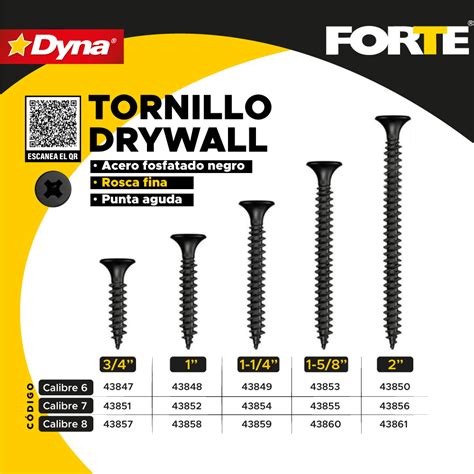 Tornillo Drywall Para Placa Fosfatado Cabeza Avellanada Calibre