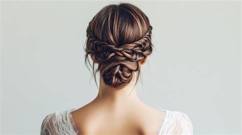 Picture Of Womans Brown Hair Wedding Hairstyle Premium Ai Generated Image