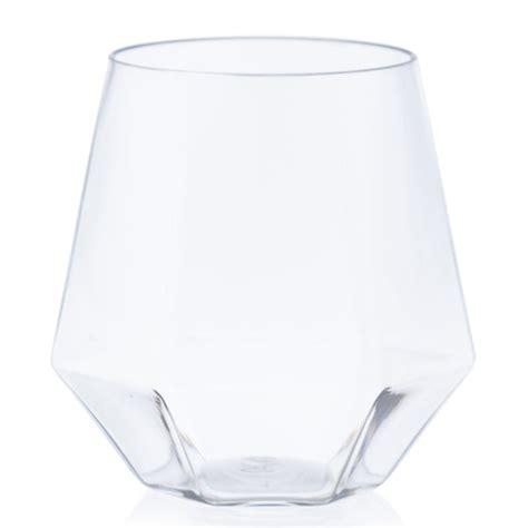 12 Oz Clear Stemless Diamond Shaped Wine Glasses 6 Pack Posh Setting