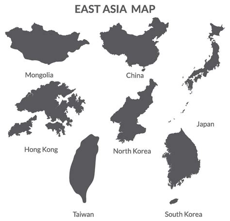 East Asia country Map. Map of East Asia 40350577 Vector Art at Vecteezy