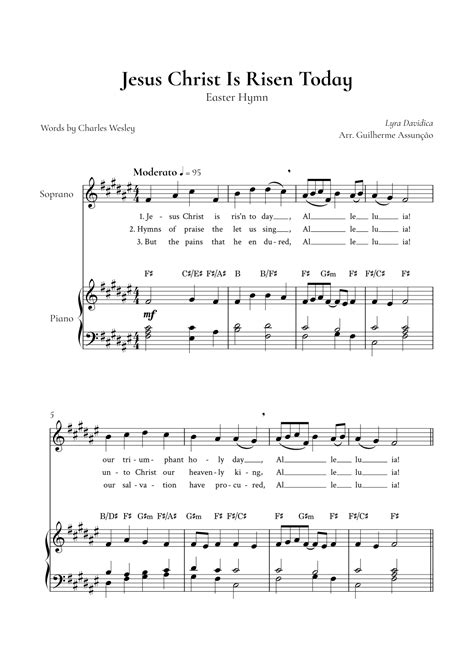 Jesus Christ Is Risen Today Soprano Piano In F Major Arr