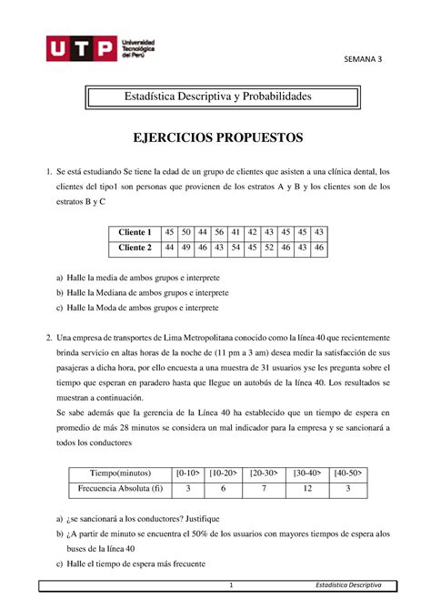 S03 s1 Resolver ejercicios Estadística Descriptiva y Probabilidades