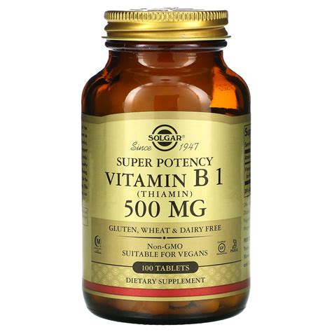 Solgar, Vitamin B1, 500 mg, 100 Tabletten