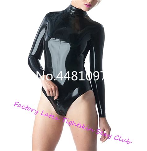 Macacão Collant De Látex Artesanal Preto Roupa Catsuit Sexy De Látex