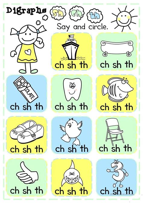 Ch Sh Th Digraph Worksheets